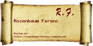Rozenbaum Ferenc névjegykártya